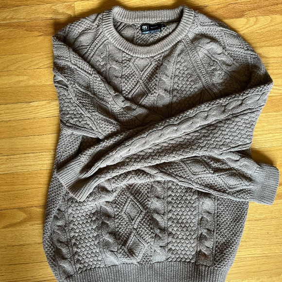 100% Cotton Mocha-Brown Fall Chunky Cable-Knit Sweater - Picture 3 of 5